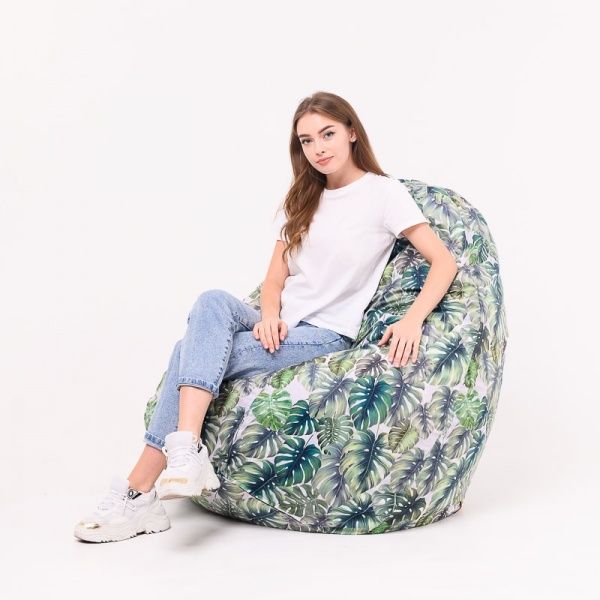 Кресло-мешок SanchoBag Груша Пальмовые листья М зеленый (38PG2PT513) 