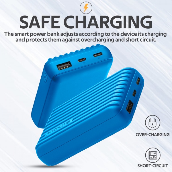 Универсальная мобильная батарея Promate 10000 mAh blue (titan-10c.blue) Titan-10C 10000 мАч, USB-C, USB-A 