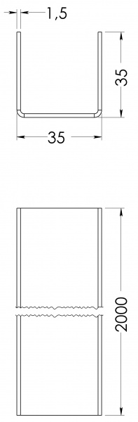 Швеллер STOREHOUSE оцинкованный гнутый 35х35х1,5 2000 мм