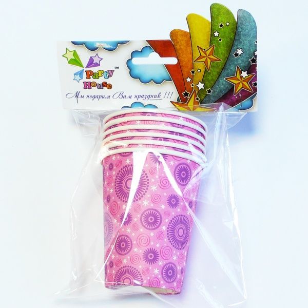 Стакан бумажный Party House розовый 6 шт.