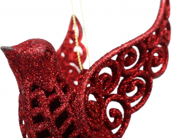 Елочная игрушка Птичка красная 9x11 см E09043R 