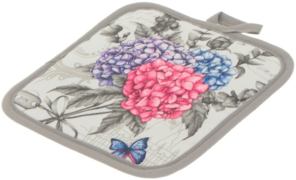 Набір кухонний прихватка і рукавичка Гортензія сірий Luna 