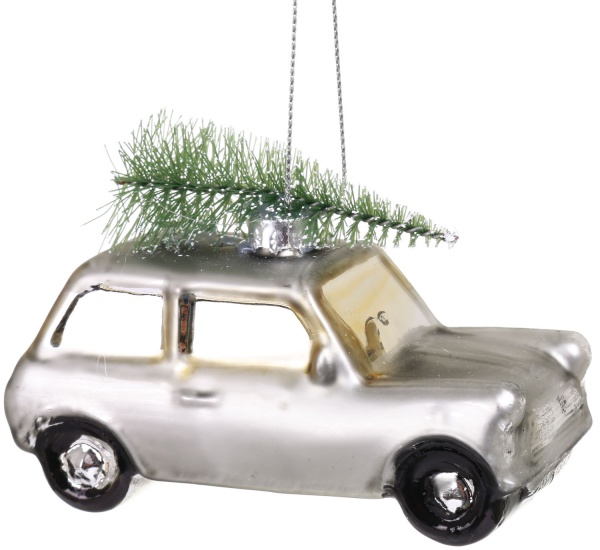 Ялинкова іграшка у формі автомобіля з ялинкою 4,5 см 