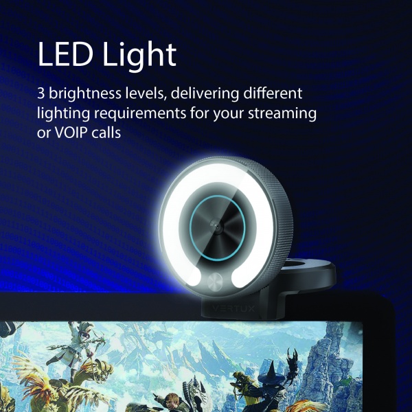 Веб-камера Vertux Odin-4K UHD з LED підсвіткою USB