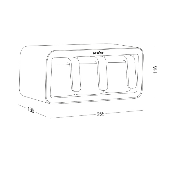 Набір банок на підставці з 3-ма ємностями для зберігання KP-12 WHITE/GRAY