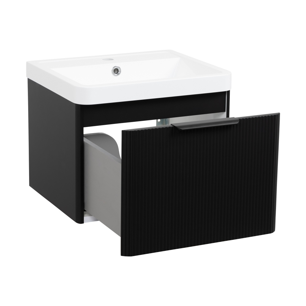 Тумба подвесная Aqua Rodos FROST (BLACK-MATT-PVC) 1 ящик с умывальником Ваr 50 см