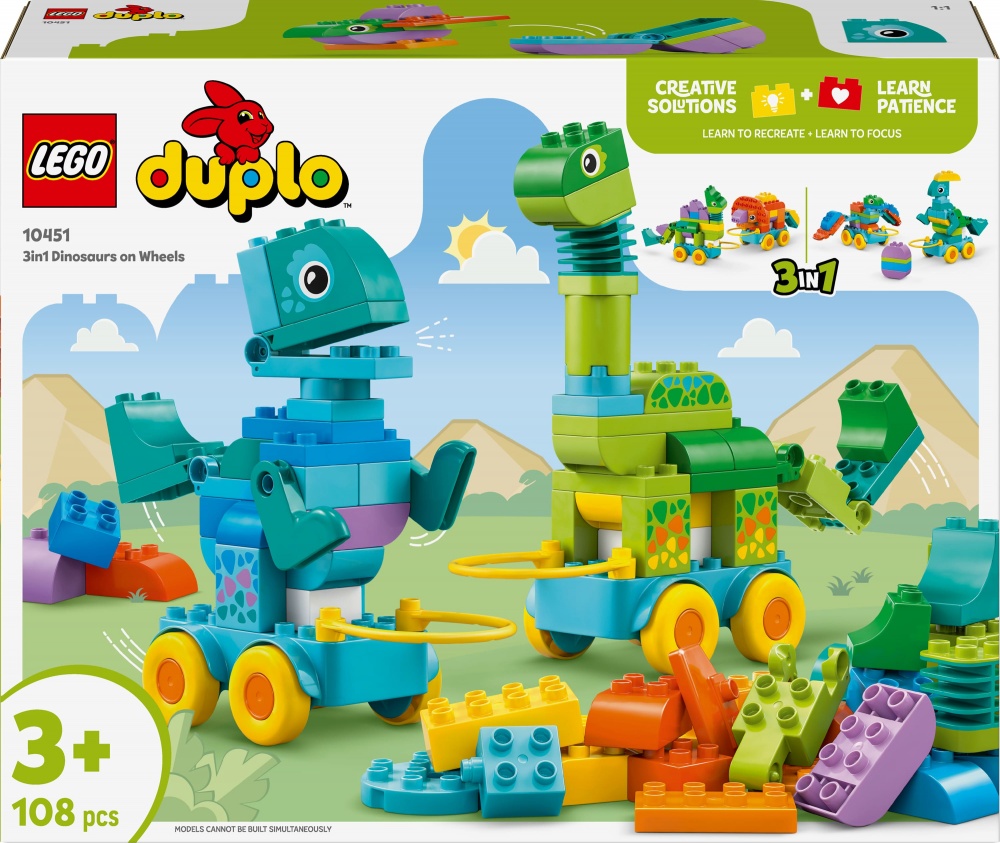 Конструктор LEGO DUPLO Динозавры на колесах 3в1 10451