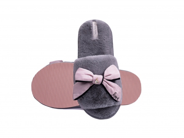 Тапки домашние Twins HS-LUX меховые бант р. 40 серый 