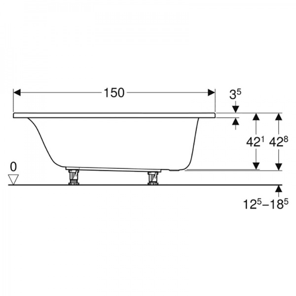 Ванна акрилова Geberit Selnova 554.281.01.1 150х70 см 
