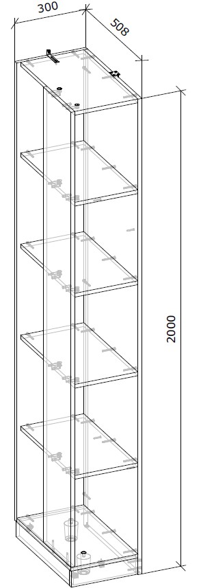Пенал Грейд Олли 2000х300х508 мм дуб артизан