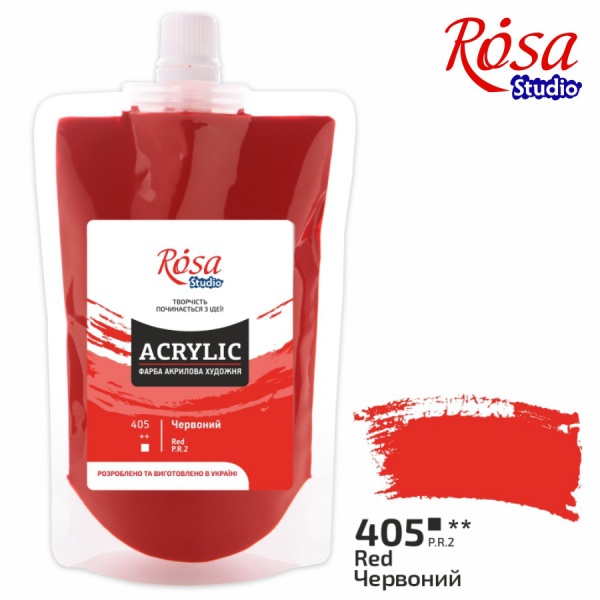 Краска акриловая Красная 200 мл Rosa Studio
