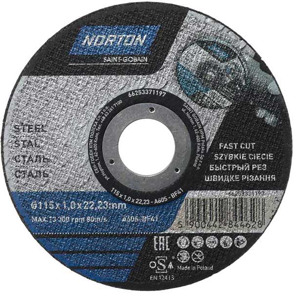 Круг відрізний по металу Norton A60S 115x1,0x22,2 мм
