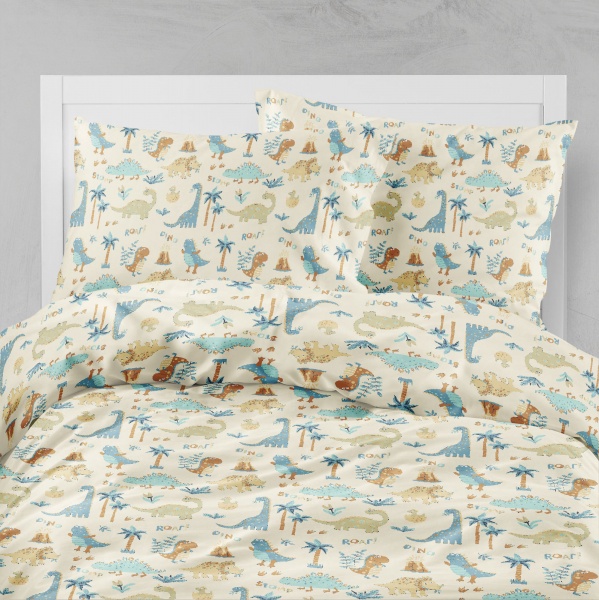 Комплект постельного белья Luna Kids Dino желтый с принтом