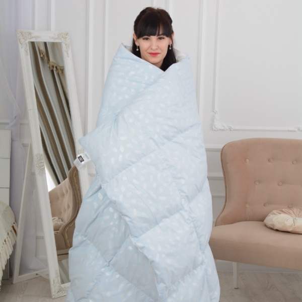 Одеяло пуховое №1855 Bio-Blue 90% пух (зима +) 110x140 см MirSon голубой