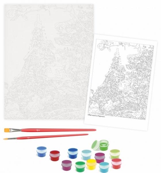 Набір, техніка акриловий живопис за номерами Магнолії в Парижі 35х45 см Rosa Start 