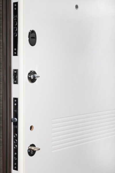 Двері вхідні Revolut Doors В-83 модель 184 венге сірий горизонт / білий 2050x950 мм ліві