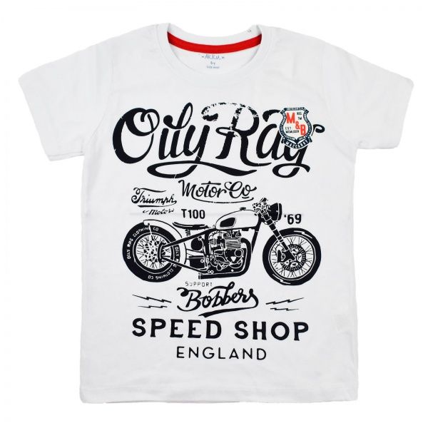 Футболка для мальчика AKKU Oil Ray р.104 белый 9131 