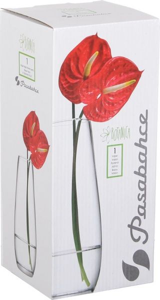 Ваза стеклянная прозрачная Ботаника 26 см 43267