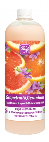 Крем-мыло Bioton Грейпфрут и Герань с увлажняющим молочком 1000 мл