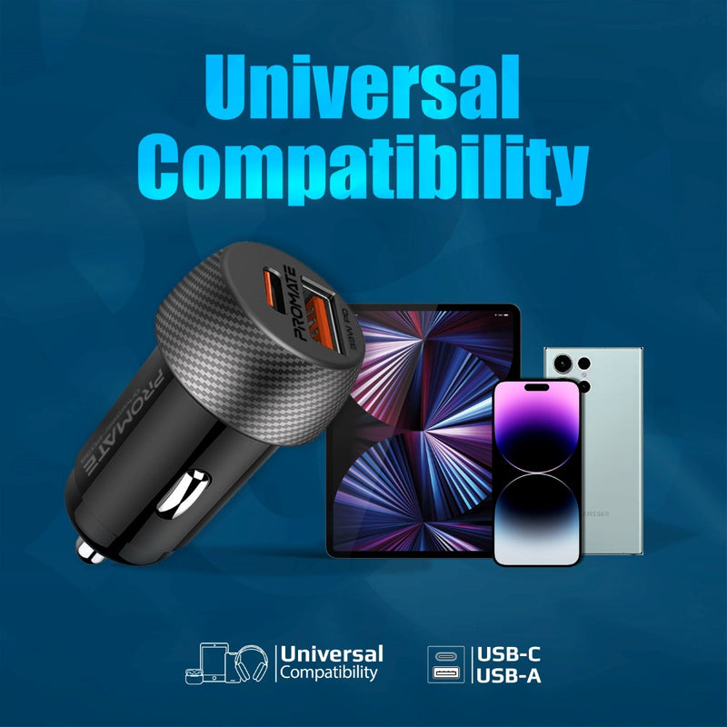 Автомобильное зарядное устройство Promate 33W USB-C PD QC3 черный (drivegear-pd33)