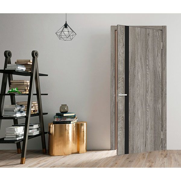 Дверное полотно ОМиС Сити ПО черное стекло 800 мм дуб денвер