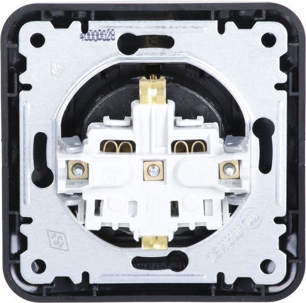 Розетка із заземленням Makel Lillium Natural Kare з кришкою чорний