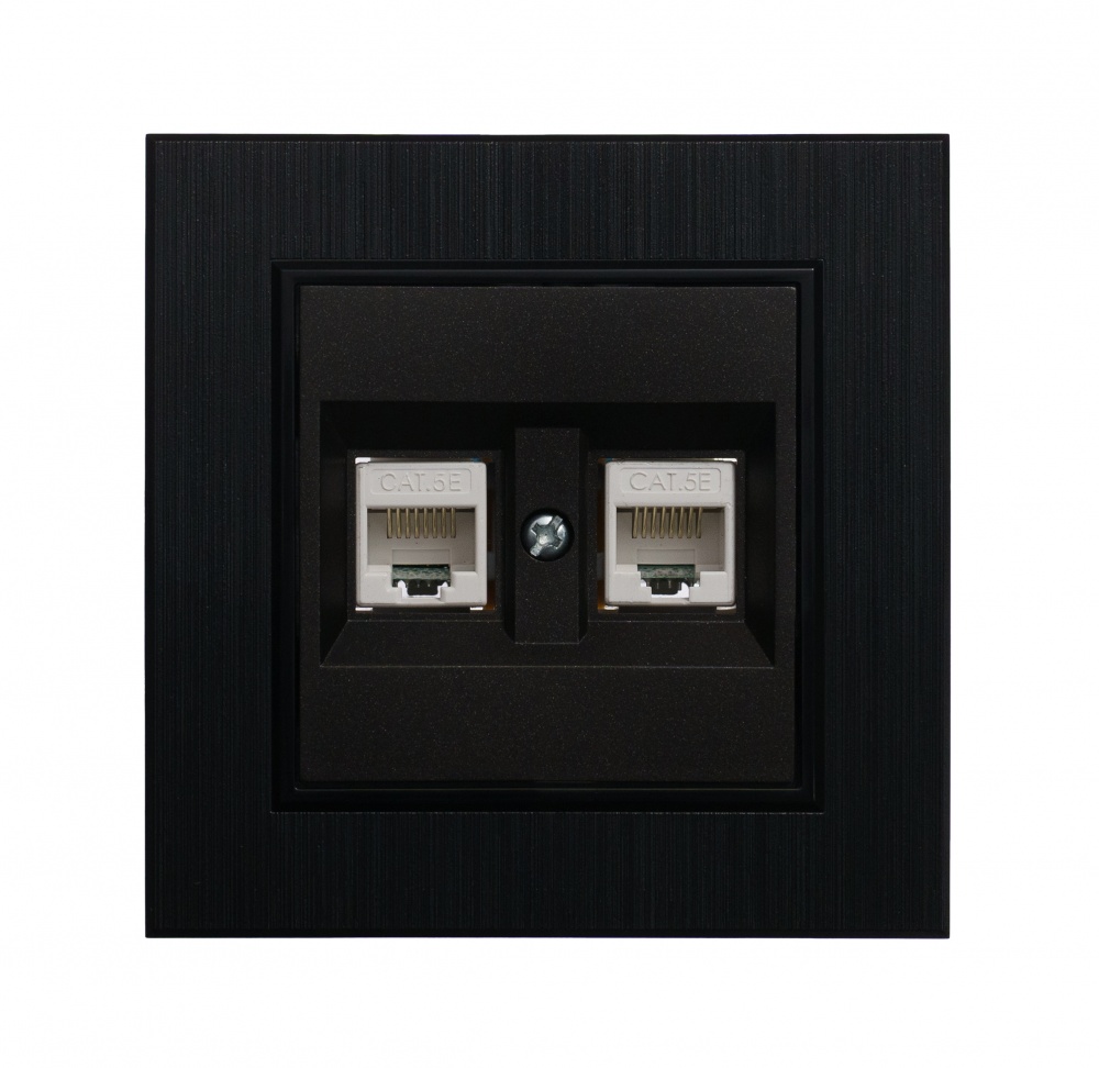 Механізм розетки комп’ютерна подвійна Makel Karea IP20 чорний матовий 57054036