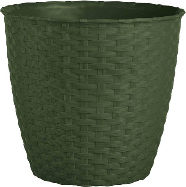 Вазон пластиковий Stefanplast Natural круглий 1,1л темно-зелений (73441) 