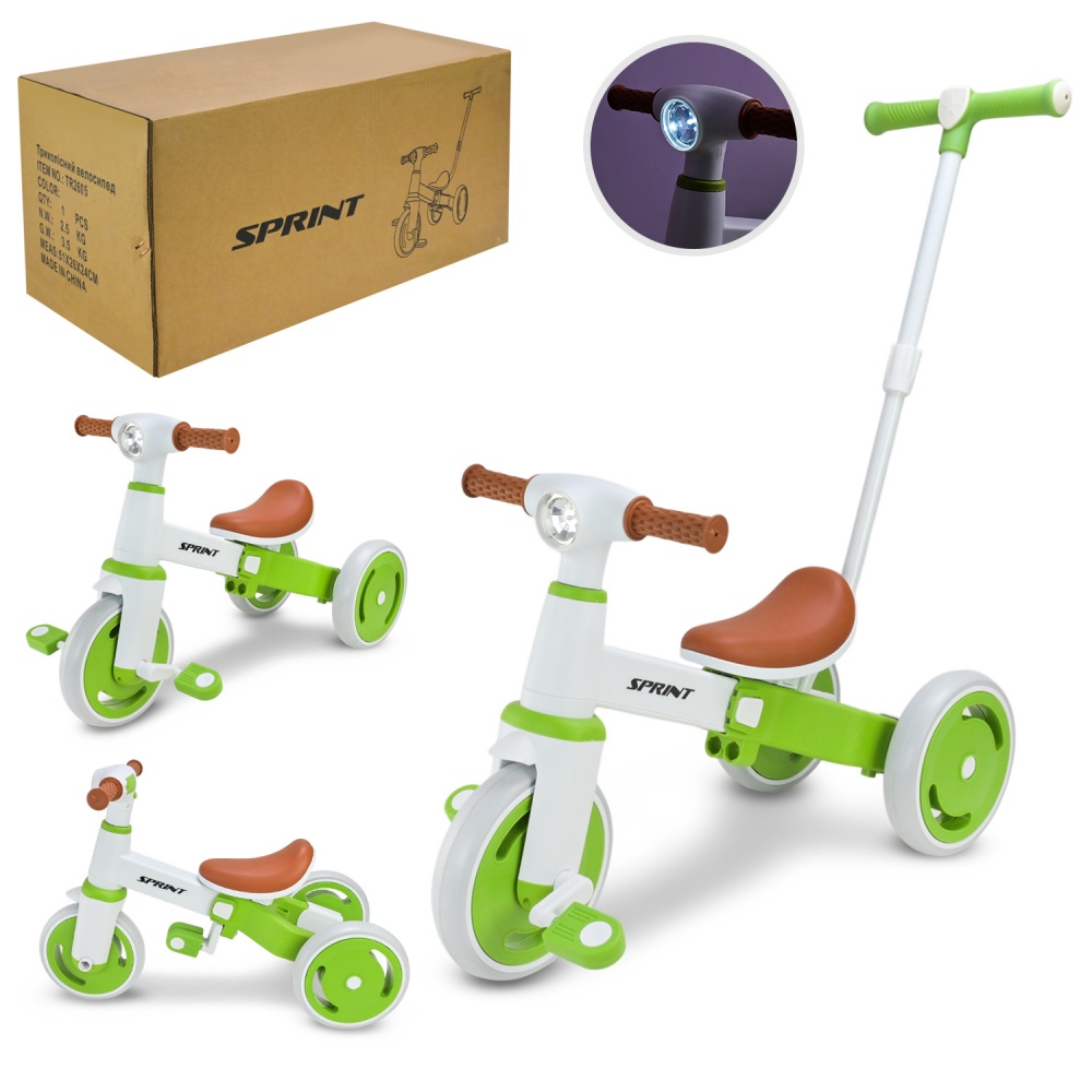 Велосипед трехколесный Shantou с родительской ручкой зеленый TR2605