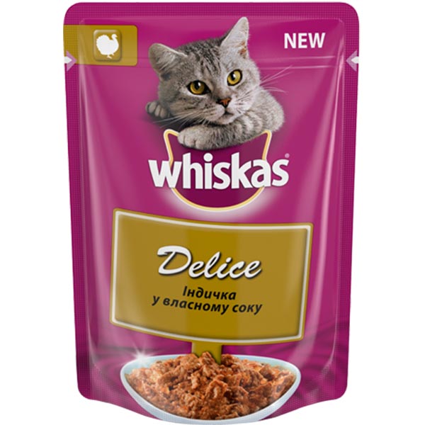 Корм Whiskas Delice с индюшкой в собственном соку 85 г 