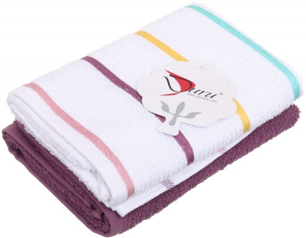 Набор полотенец кухонных Stripe 60x40 см Durutex белый с фиолетовым 