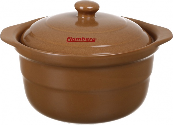 Каструля керамічна 3,1 л коричнева жаростійка Flamberg