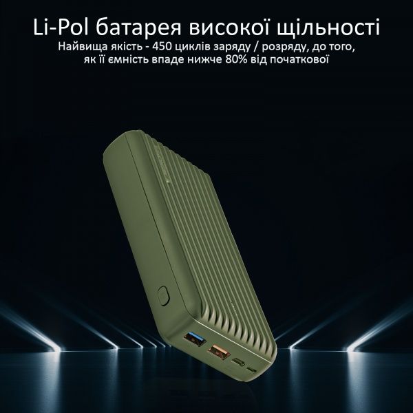 Зовнішній акумулятор (Powerbank) Promate Titan-30 30000 mAh green (titan-30.midnightgreen) 