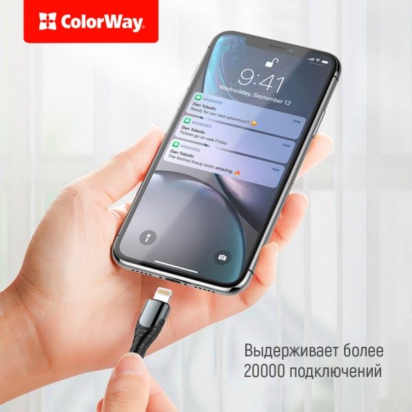Кабель ColorWay Type-C - Apple Lightning (PD Fast Charging) 2 м сірий (CW-CBPDCL036-GR) 