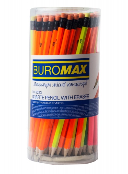 Олівець чорнографітний Neon НВ асорті BM.8520 Buromax