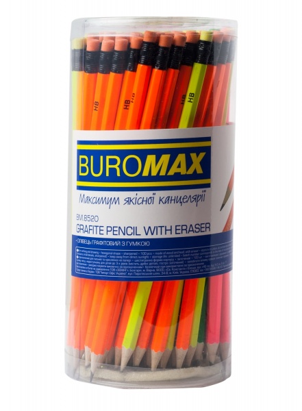 Карандаш чернографитный Neon НВ ассорти BM.8520 Buromax