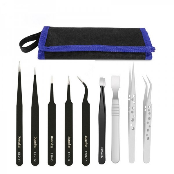 Набір пінцетів радіотехнічних ЕМТ в чохлі HandsKit 9 шт. ESD-9У