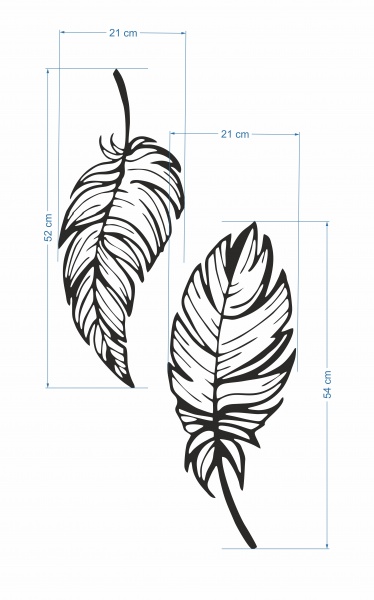 Векторная картина-панно STEEL CHARACTER Перья 80x40 см черный 