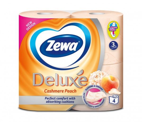 Туалетная бумага Zewa Deluxe Персик трехслойная 4 шт.