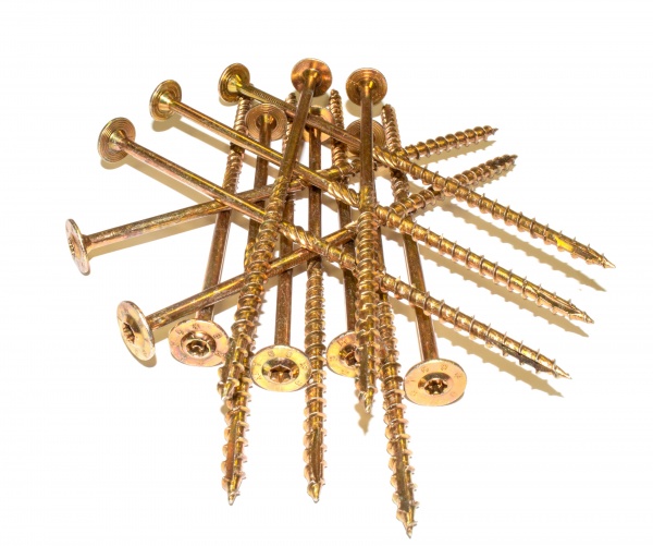 Шуруп конструкционный с прессшайбой 6x160 мм желтый цинк