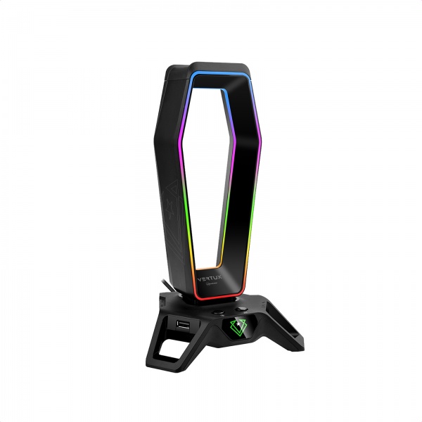 Тримач для навушників Vertux black (hexarack.black) USB хаб 3xUSB 3.0/2xAUX 3.5 мм 