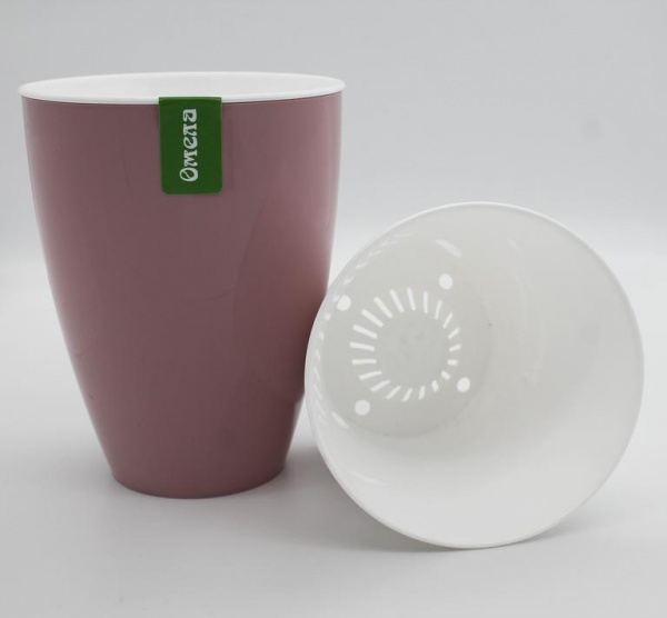 Горшок пластиковый Омела Самоувлажняющийся 0,6 литра круглый пудровый 