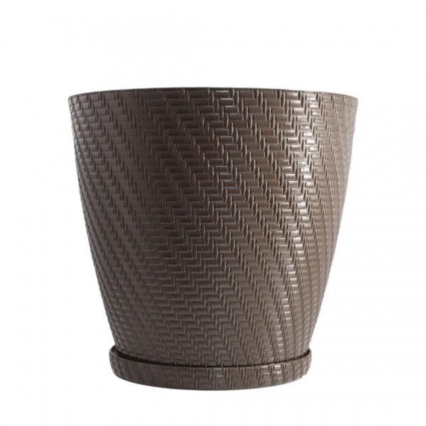 Горщик пластиковий з підставкою круглий 50 л коричневий 