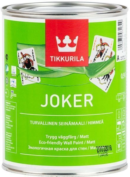 Фарба акрилатна TIKKURILA Joker база А шовковистий мат білий 0,9л 1,2кг