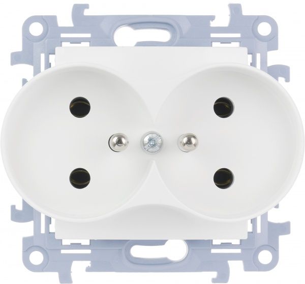 Розетка двойная с заземлением Simon 10 со шторками белый CGZ2M.01/11