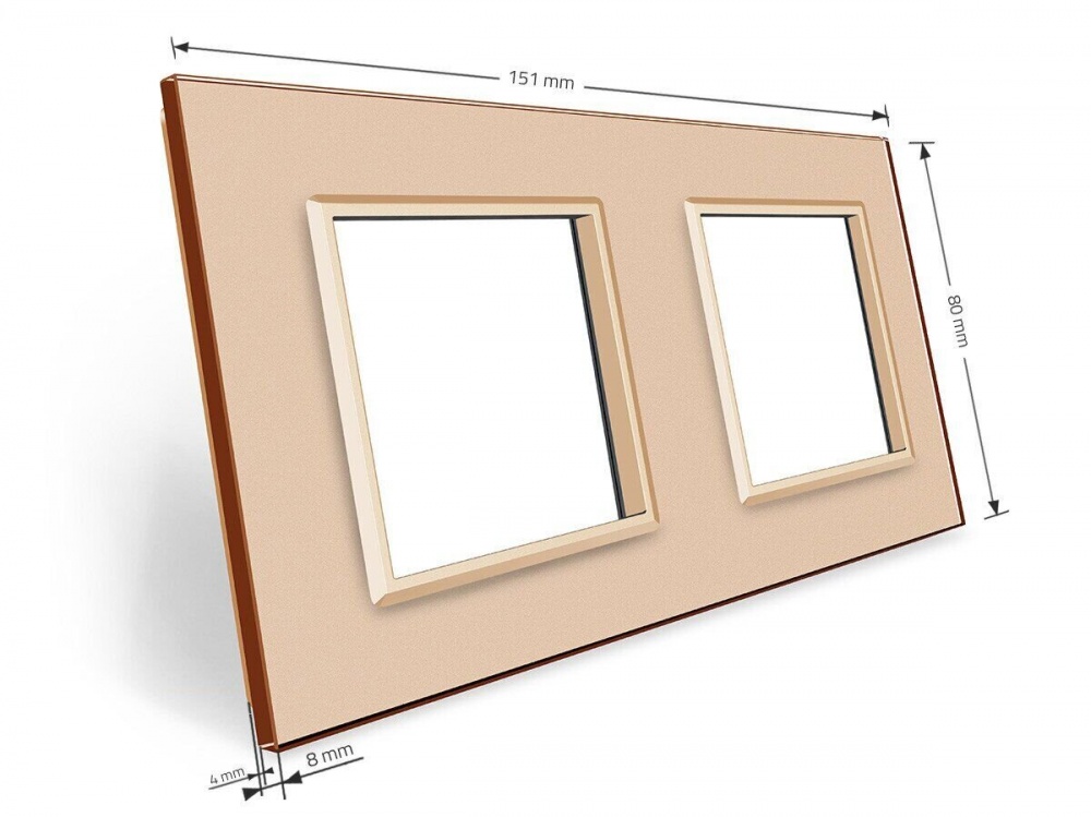 Рамка двухместная Livolo C7 универсальная золотое стекло C7-SR/SR-13