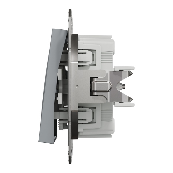 Вимикач прохідний одноклавішний Schneider Electric Asfora без підсвітки сталь EPH0400162