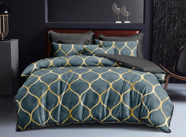 Комплект постельного белья Diamonds семейный серый с рисунком La Nuit 