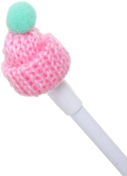 Ручка гелевая Шапка с бирюзовым помпоном 