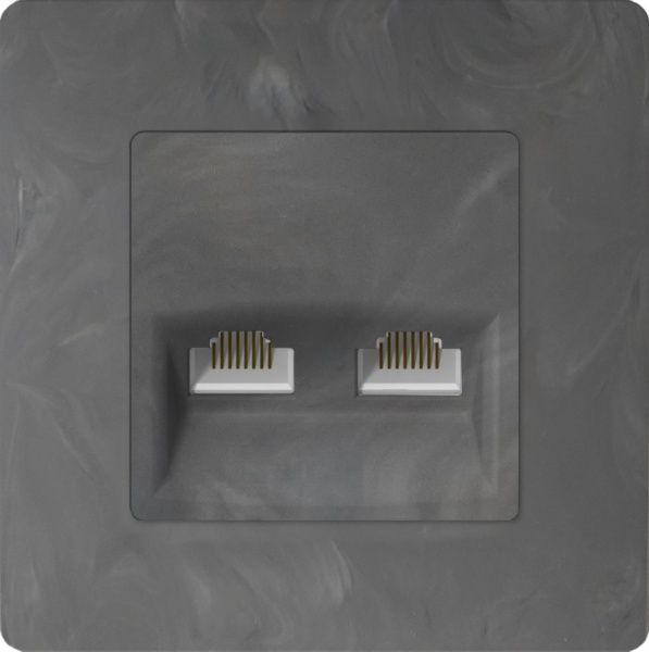 Розетка компьютерная двойная Plank Electrotechnic Classic/Nordic антимикробная базальт PLK0740731